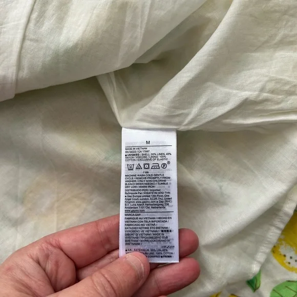 Gap Medium Linen Blend Lemon Print Dress NWT Summer Sundress Smocked Back A-Line - Picture 11 of 11